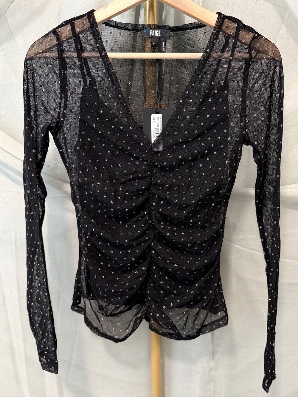 PAIGE Black Sheer Long Sleeve Top